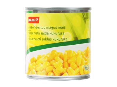 Konserv. saldūs kukurūzai RIMI, 165 g / 140 g