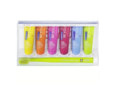 CURAPROX dantų pastų rinkinys BE YOU, su šepetėliu, 6 vnt. x 10 ml