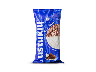 Ryžių trapučiai su pieninio šokolado glaistu USTUKIŲ MALŪNAS, 100 g