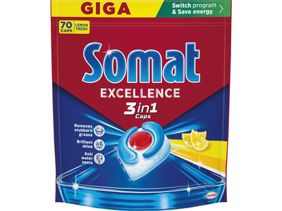 Indaplovių kapsulės "SOMAT Excellence 3in1 Lemon" 70sk.