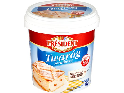 Varškė PRESIDENT, 4%, 1 kg (M)