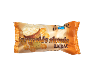 Karamelės skonio ledai LE2KAS, vafliniame puodelyje, 5%,120 ml/65 g