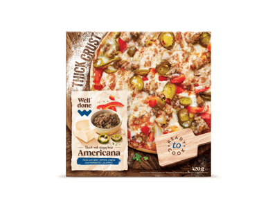 Šaldyta storapadė pica „Americana“, WELL DONE 420 g