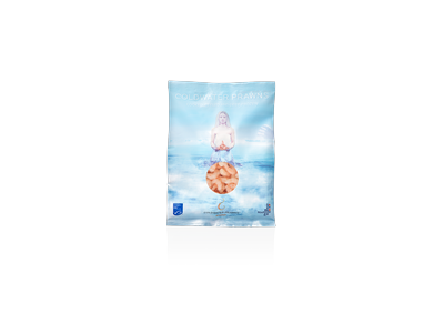 Šaldytos šiaurinės dryžakojės krevetės,virtos,lukštentos,300/500,20% glazūros, 200g/160g