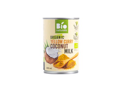 Ekologiškas kokosų gėrimas su geltonuoju kariu BIONATURALIS, 400 ml