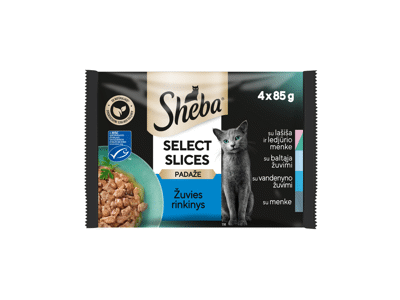 Kačių ėdalas SHEBA su žuvimi padaže, 340 g