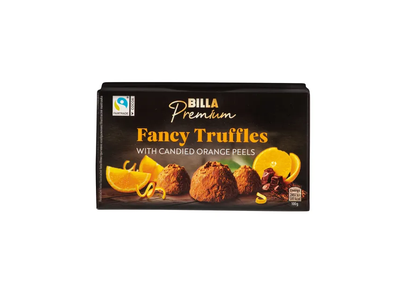 Triufeliai apelsinų ir lazdyno riešutų skonio BILLA PREMIUM, 200 g