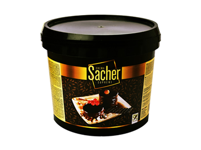 Kakavos ir lazdynų riešutų skonio SACHER glaistas kepinių konditerinių gaminių dekoravimui, 6kg