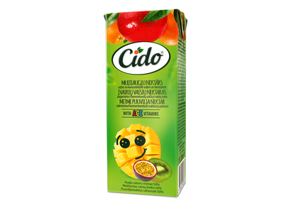 Nektaras CIDO, įvairių vaisių sulčių + A, C, E vit., 50%, 0,2 l