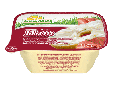 Lydytas tepamasis sūris FARM MILK su kumpiu, 150 g