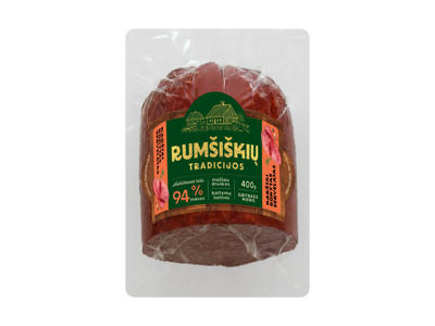 Karštai rūkytas RUMŠIŠKIŲ TRADICIJOS servelatas, aukščiausia rūšis, 400 g