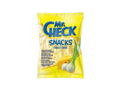 Bulvių traškučiai MR. CHECK su sūriu ir svogūnais, 50 g