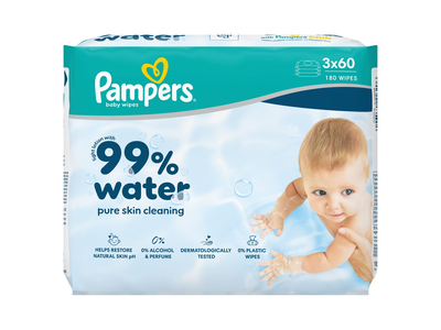 Kūdikių servetėlės PAMPERS WATER, 3 x 60 vnt.