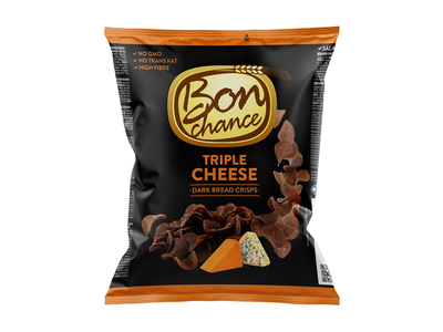 Juodos duonos traškučiai su trigubu sūriu BON CHANCE, 120g