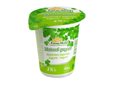 Valgomasis natūralus jogurtas FARM MILK, 3 % rieb., 400 g