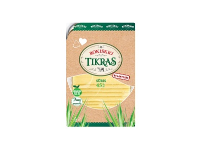 Sūris ROKIŠKIO TIKRAS, 45%, riekutėmis, be laktozės, 150g,