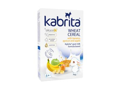 Kvietinė košė KABRITA su bananais, abrikos., obuol., 6+ mėn., 180 g