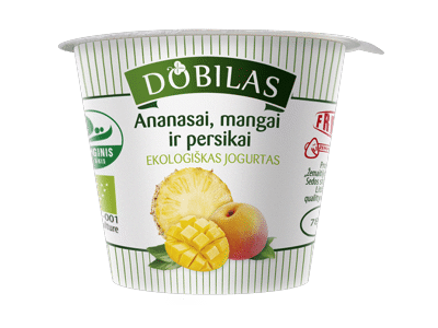 Valg. ekol. jogurtas DOBILAS su anan., mang., 2,5-3,5% rieb., 125 g