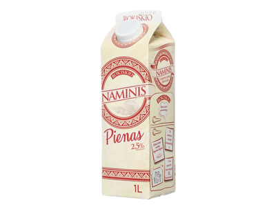 ROKIŠKIO NAMINIS pienas, 2,5 % rieb., 1 l