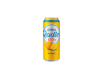 Nealkoholinis alus UTENOS RADLER Mango, 0%,skard., 500 ml