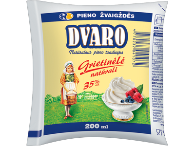 Grietinėlė, 35%, plėvelėje, 200 g