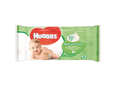 Drėgnos servetėlės HUGGIES NATURAL CLEAN, 56vnt.