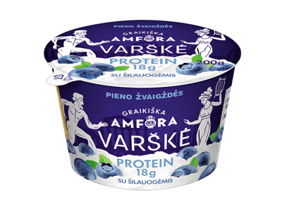 Varškė GRAIKIŠKA AMFORA protein be laktozės su šilauogėmis, 0,8 % rieb., 200 g