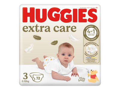 Sausk. HUGGIES  EXTRA CARE 3, 6-10 kg, 72 vnt