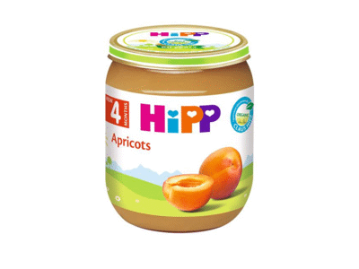 Ekologiška abrikosų tyrelė HIPP, nuo 4 mėn., 125 g