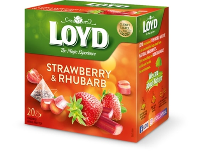 Vaisinės arbatos gėrimas LOYD, braškių ir rabarbarų skonio, 20 x 2g