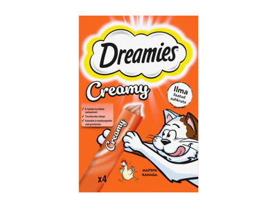 Kačių užkandžiai DREAMIES lašiša 4x10 g