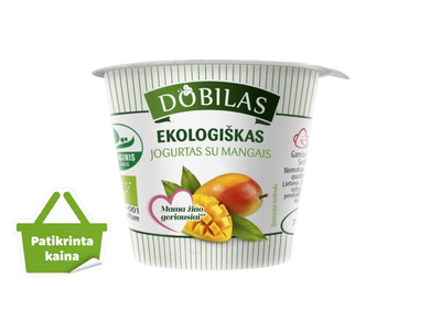 Dobilas Ekologiškas jogurtas su mangais 3,1% rieb., 125 g