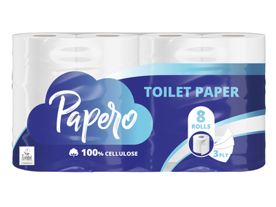 Tualetinis popierius PAPERO, 3 sluoksnių, 8vnt
