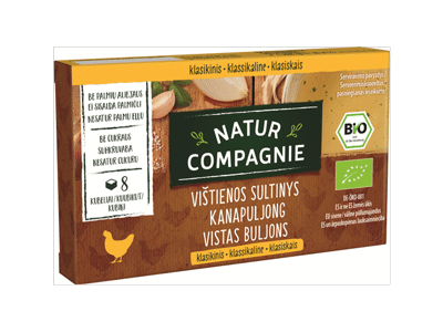 Ekologiškas vištienos sultinys NATUR COMPAGNIE (8 kub.), 88 g