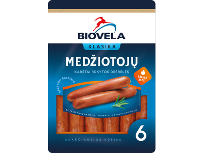 Karštai rūkytos BIOVELA medžiotojų dešrelės, A.R. 250 g