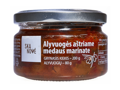 Alyvuogės SKANOVĖ aštriame marinate, 200 g