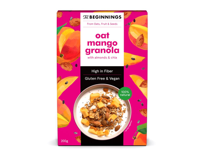 Veganiška avižinė granola THE BEGINNINGS, su mangais, 200 g