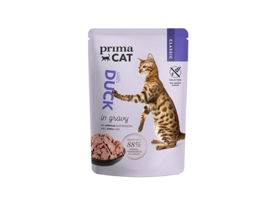 Konservuotas kačių ėdalas PRIMACAT (antiena padaže), 85 g