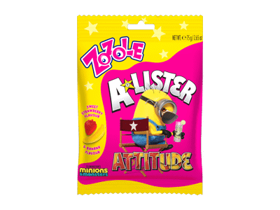 Guminukai ZOZOLE MINIONS JELLIES, braškių ir bananų skonio, 75 g