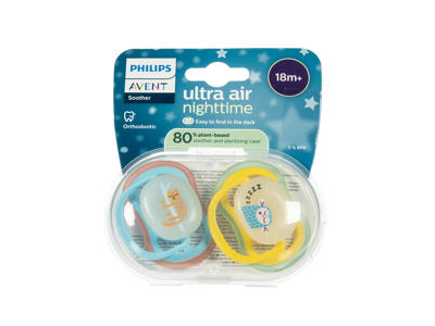 Čiulptukas Avent silikoninis nuo 18 mėn. N2 ''Ultra Air" Naktinis, SCF376/32