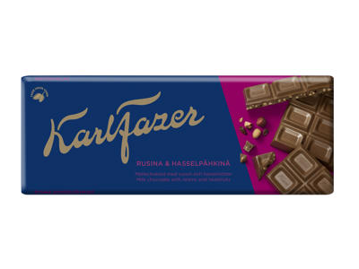 Pieninis šokoladas su razinomis ir riešutais KARL FAZER, 180 g