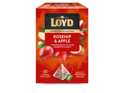 Vaisinės arbatos gėrimas LOYD HORECA erškėtrožių ir obuolių skonio, piramidės, 20 x 2g