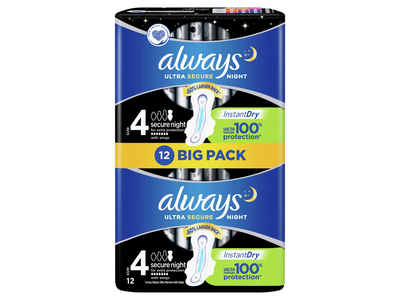 Higieniniai paketai ALWAYS Ultra Extra Night, S4, 12 vnt.