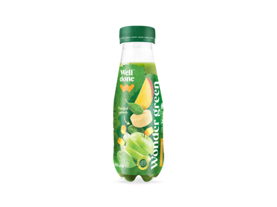 Obuolių, mangų, bananų ir špinatų glotnutis su kokosų gėrimu, 300ml