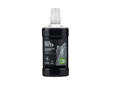 ECODENTA juodas balinamasis burnos skalavimo skystis su juodąją anglimi 500 ml