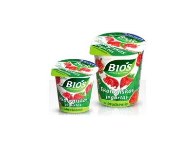 Ekologiškas jogurtas BIOS, su braškėmis, be laktozės, 125 g, LT-EKO-001