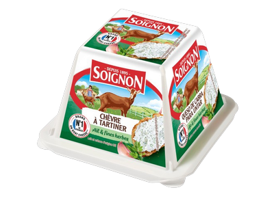Ožkų pieno sūris SOIGNON, su česnakais ir žolelėmis, 55% rieb.s.m., 150 g