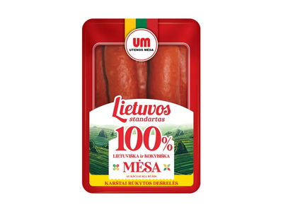 Karštai rūkytos dešrelės Lietuvos Standartas, 400 g Pirma rūšis