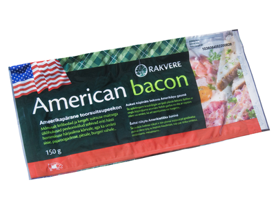 Šaltai rūkyta šoninė AMERIKIETIŠKA, pjaustyta, 150 g
