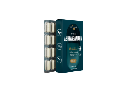 Maisto papildas streso mažinimui BIOFARMACIJA PURE ASHWAGANDHA 480 mg, 30 kaps.